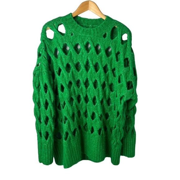 Pistola Darya Sweater Green Size Medium Cutout Details Open Knit - Picture 3 of 7